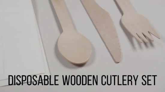 Экологичная фабрика подгоняла одноразовую деревянную ложку вилки ножа столового прибора
